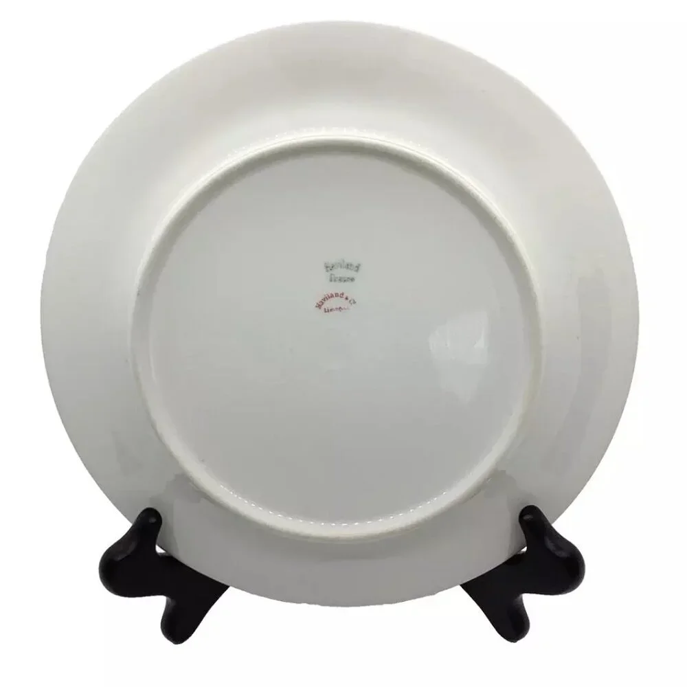 Haviland Limoges France Luncheon Plate Coupe H1415 White/Gold Trim & Inner Ring